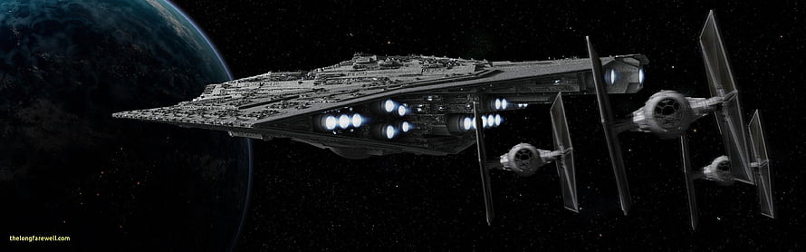 Star Wars Imperial Star Destroyer and TIE Fighters in Deep Space HD wallpaper