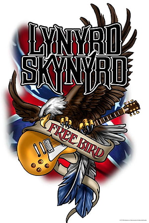 Lynyrd Skynyrd Free Bird Eagle and Guitar Tattoo Style Poster Art HD phone wallpaper
