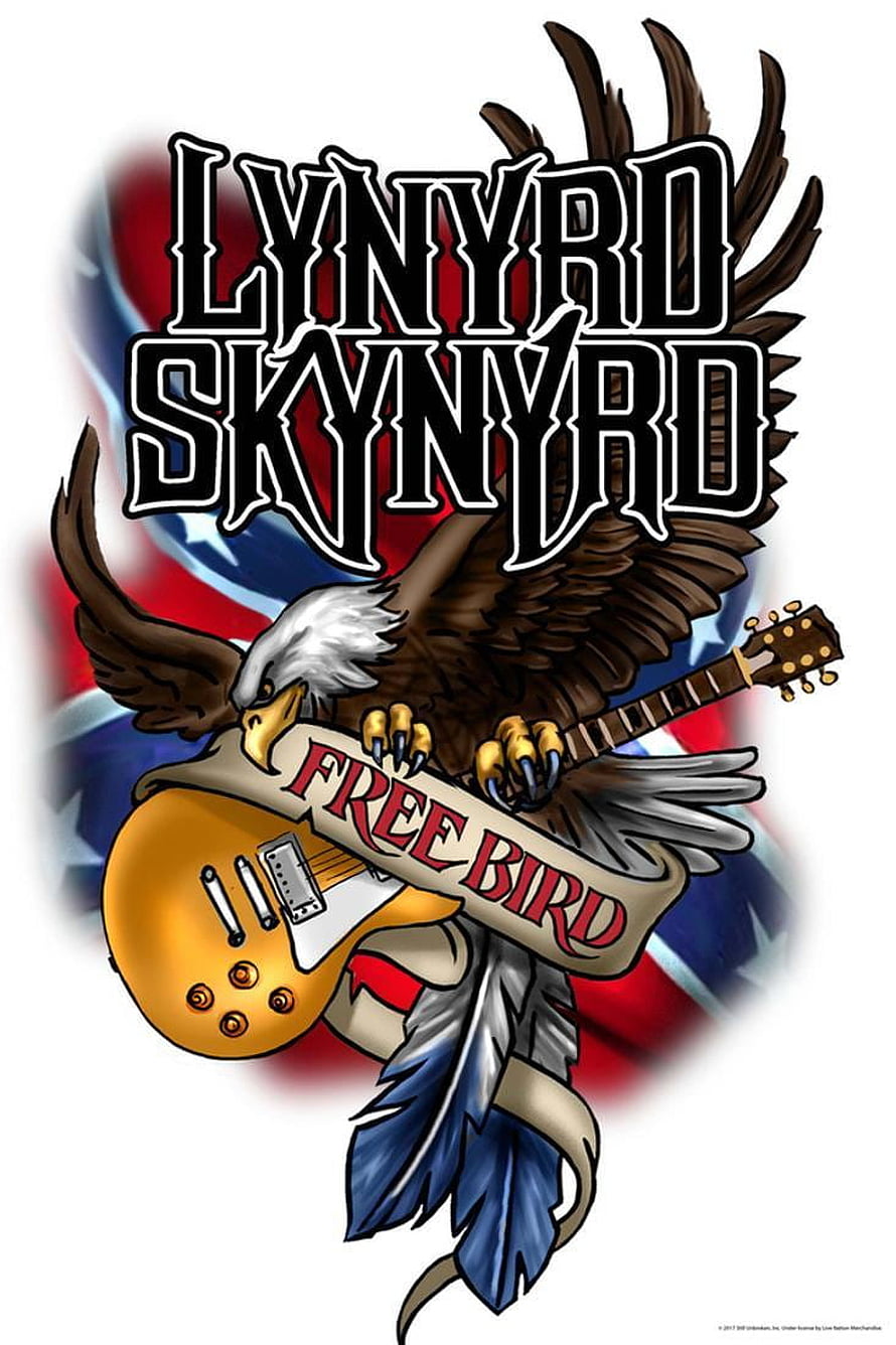 Lynyrd Skynyrd Free Bird Eagle and Guitar Tattoo Style Poster Art HD phone wallpaper