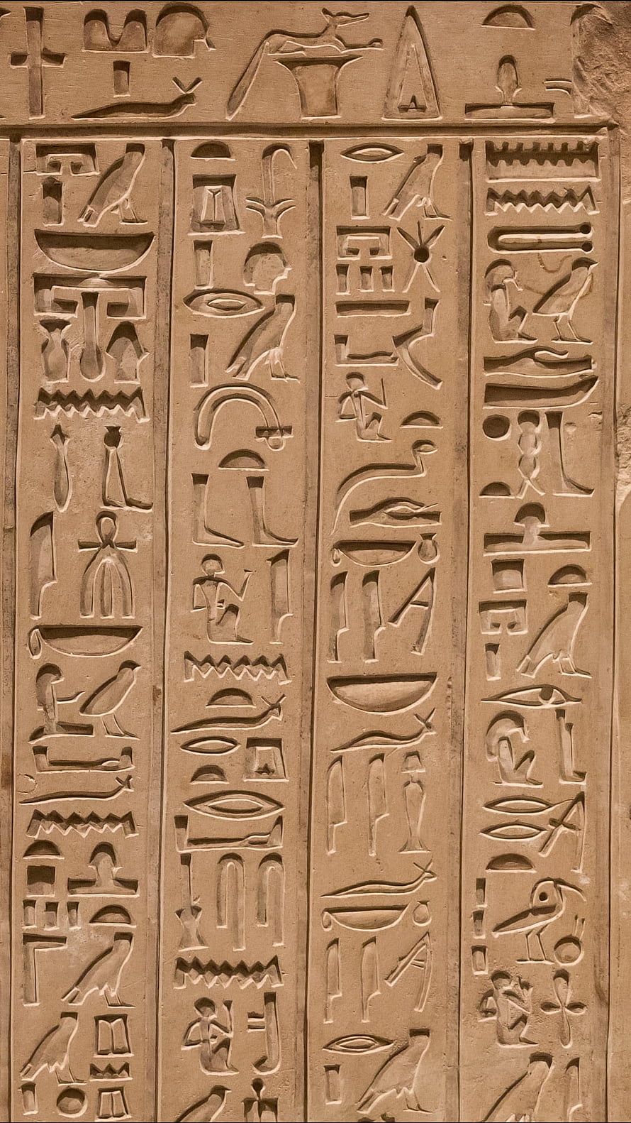 Ancient Egyptian Hieroglyphic Carvings on a Sandstone Wall Panel HD phone wallpaper