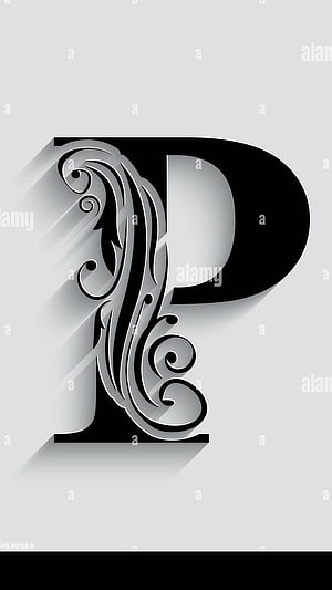 Ornamental Letter P with Intricate Floral Scrollwork and Long Shadow Effect HD phone wallpaper
