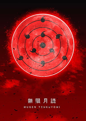 Infinite Tsukuyomi Red Moon Eye Poster From Naruto Shippuden Anime HD phone wallpaper