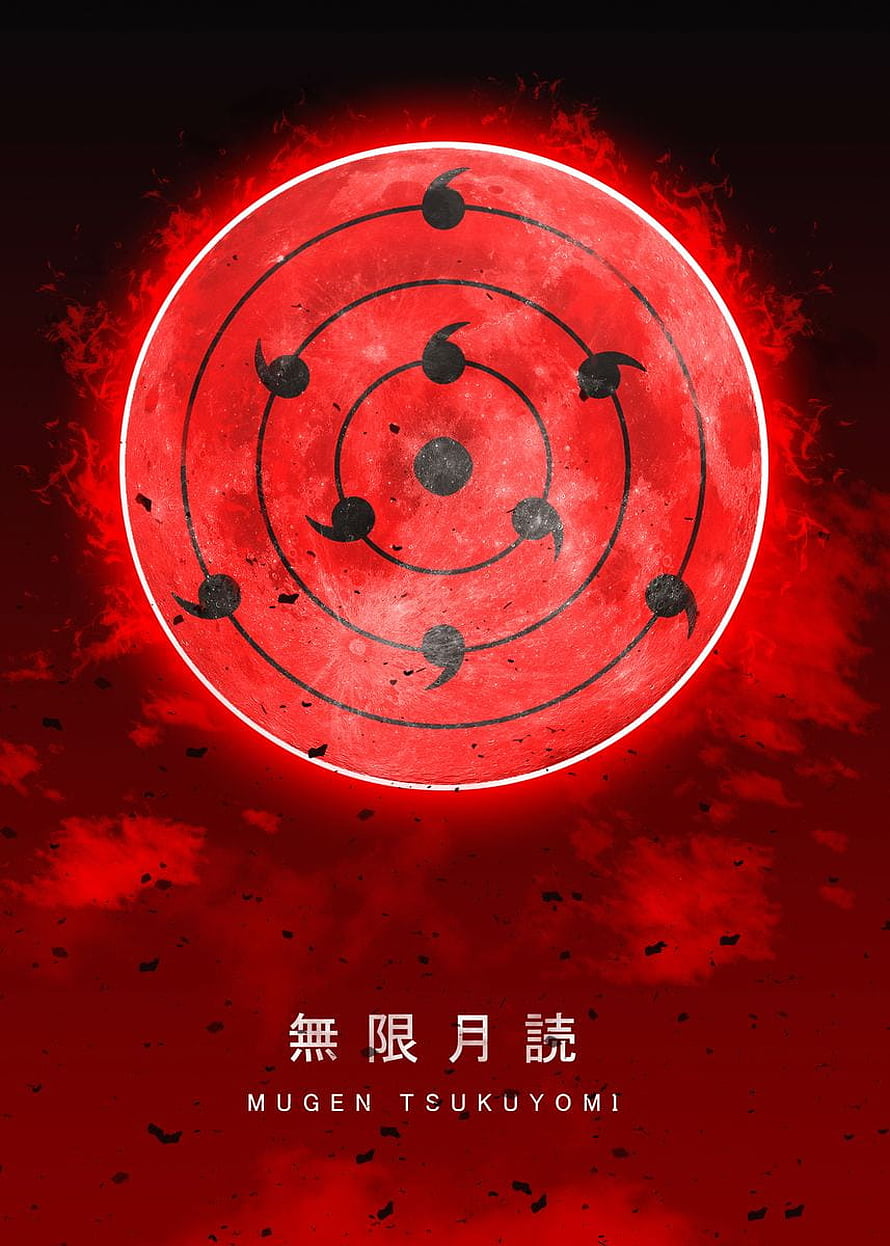 Infinite Tsukuyomi Red Moon Eye Poster From Naruto Shippuden Anime HD phone wallpaper