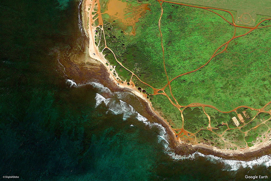 Hanapepe Hawaii Aerial View of Coastal Wetlands and Ocean Shoreline HD wallpaper