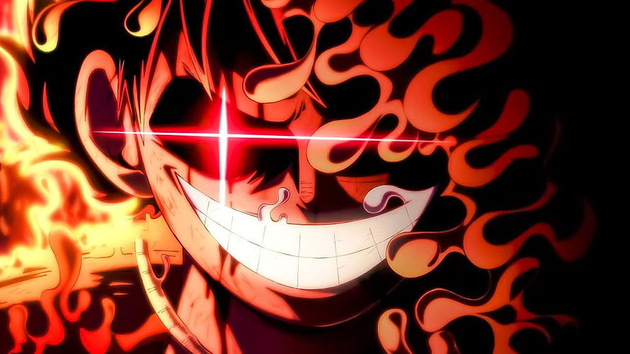 Sun God Nika Grinning Face Enveloped in Fiery Flames and Dark Smoke HD wallpaper