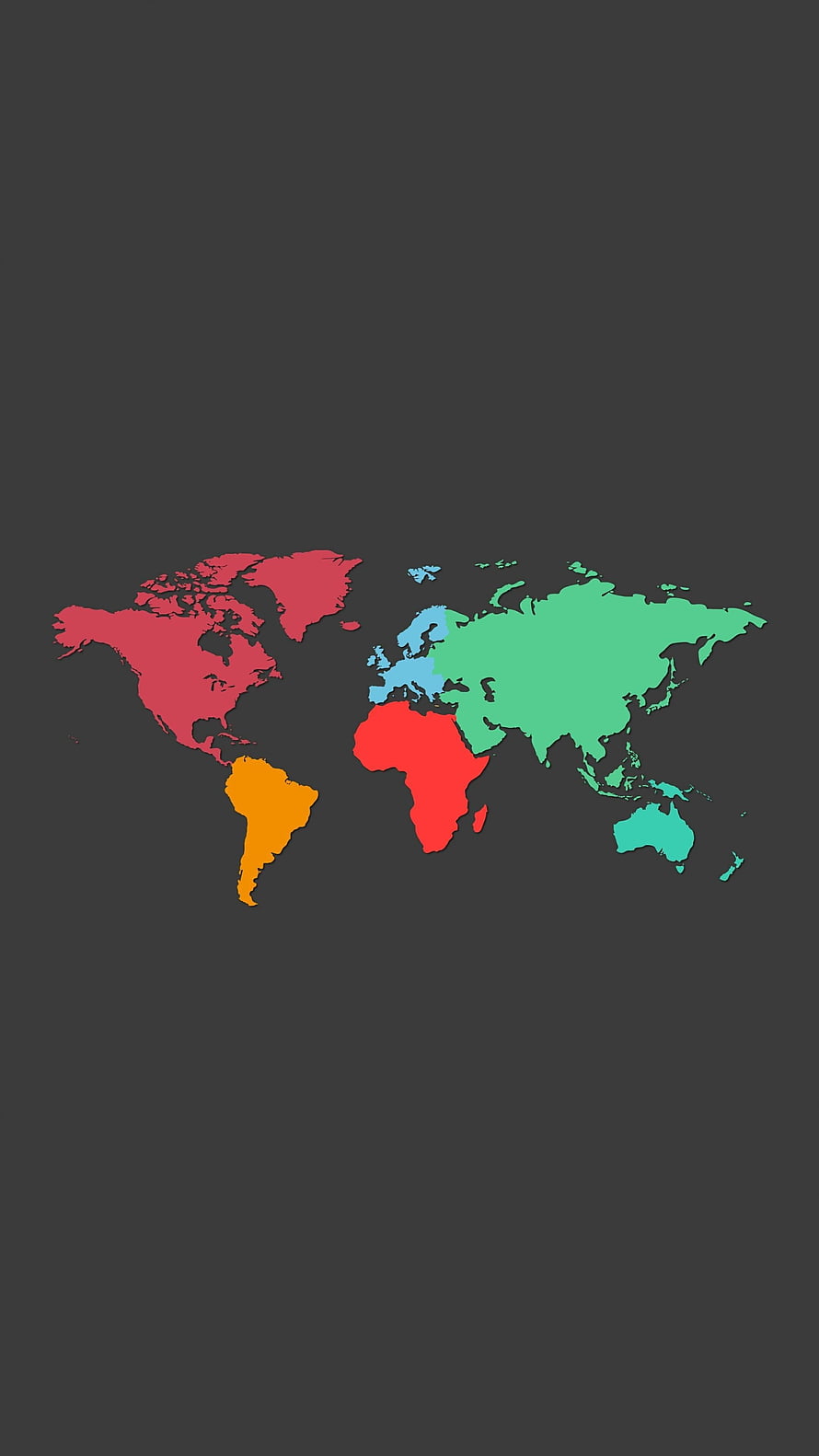Minimalist Multicolor World Map on Dark Background HD phone wallpaper
