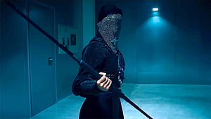 Warrior Nun Character in Chainmail and Dark Corridor HD wallpaper