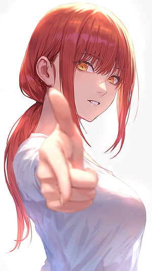 Makima from Chainsaw Man Pointing Forward in Anime Style, Makima, Anime, Chainsaw Man, Manga HD phone wallpaper