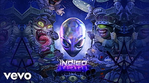 Chris Brown Indigo Extended Album Artwork with Alien and Surreal Monster Illustration HD wallpaper