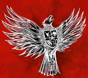 Garuda Pancasila Emblem with Shield on Red Background HD wallpaper