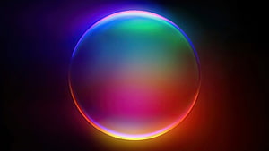 Vibrant Rainbow Gradient Sphere with Neon Glow on Dark Background HD wallpaper