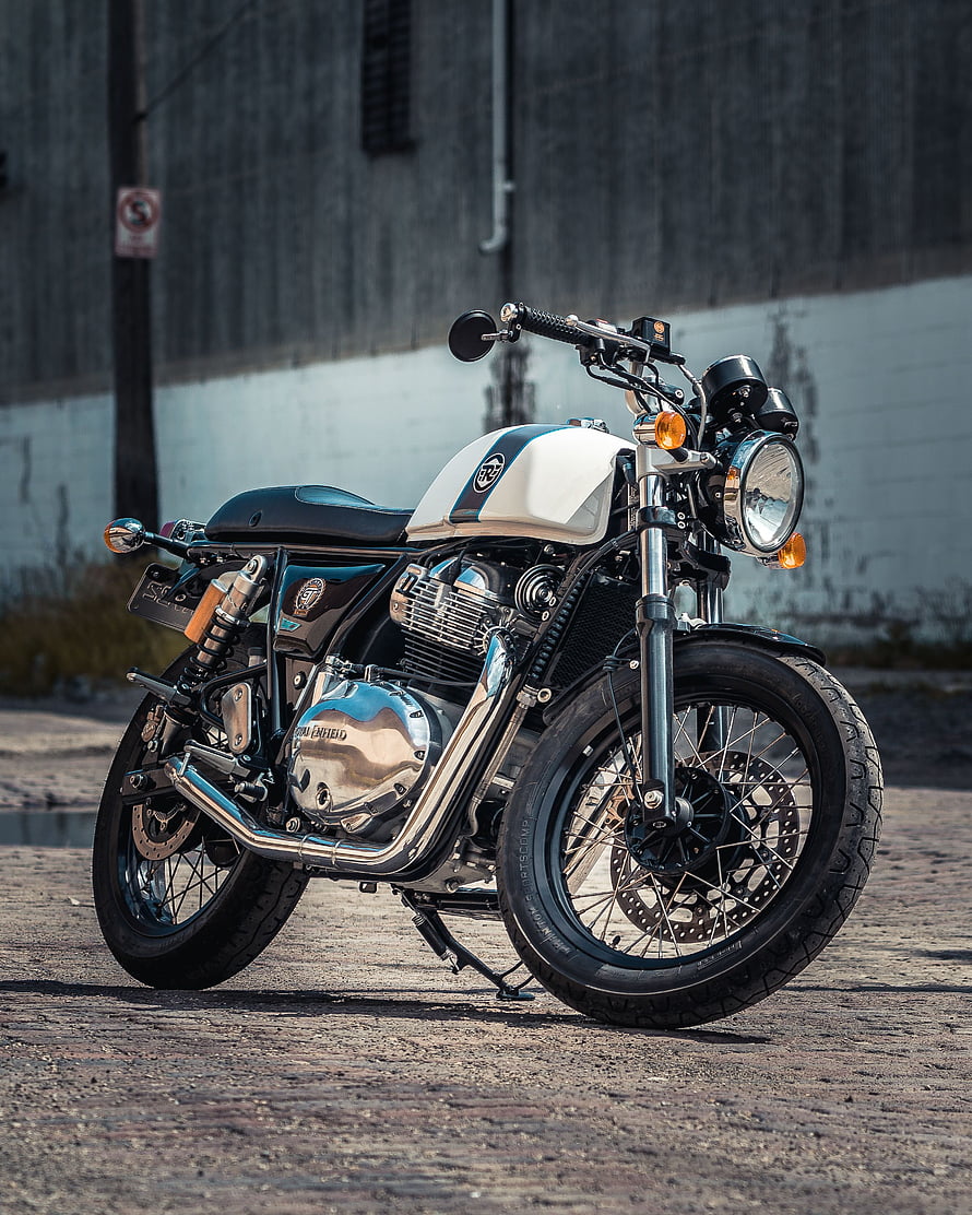 Royal Enfield Interceptor 650 Custom Cafe Racer Motorcycle in White and Black HD phone wallpaper