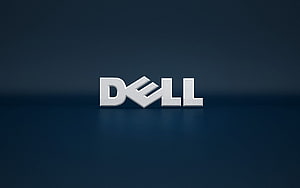 Dell 3D Metallic Logo on Dark Blue Gradient Background HD wallpaper