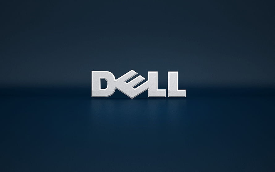 Dell 3D Metallic Logo on Dark Blue Gradient Background HD wallpaper