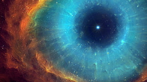 Vibrant Cosmic Nebula with Central Star and Swirling Gas Clouds in Deep Space HD wallpaper