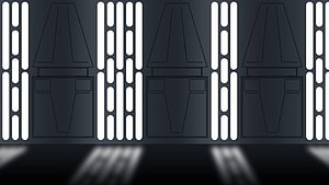 Star Wars Death Star Interior Corridor with Vertical Light Strips and Dark Metal Panels HD wallpaper