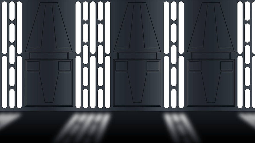 Star Wars Death Star Interior Corridor with Vertical Light Strips and Dark Metal Panels HD wallpaper