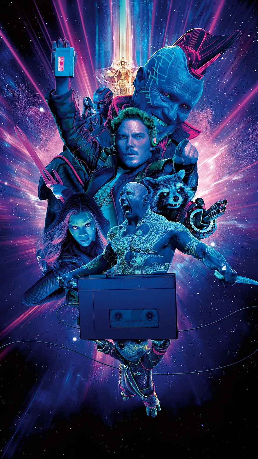 Guardians of the Galaxy Vol. 2 Cosmic Team Poster with Star-Lord, Gamora, Drax, Rocket, Groot, and Nebula HD phone wallpaper
