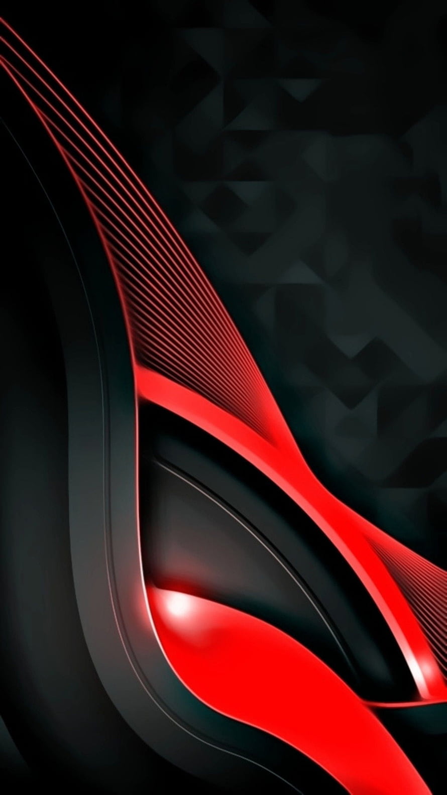 Sleek Red and Black Abstract Curves with Neon Glow and Geometric Texture HD phone wallpaper