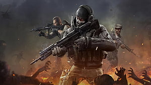 Call of Duty Ghosts Tactical Squad Artwork with Assault Rifles and Combat Fire HD wallpaper