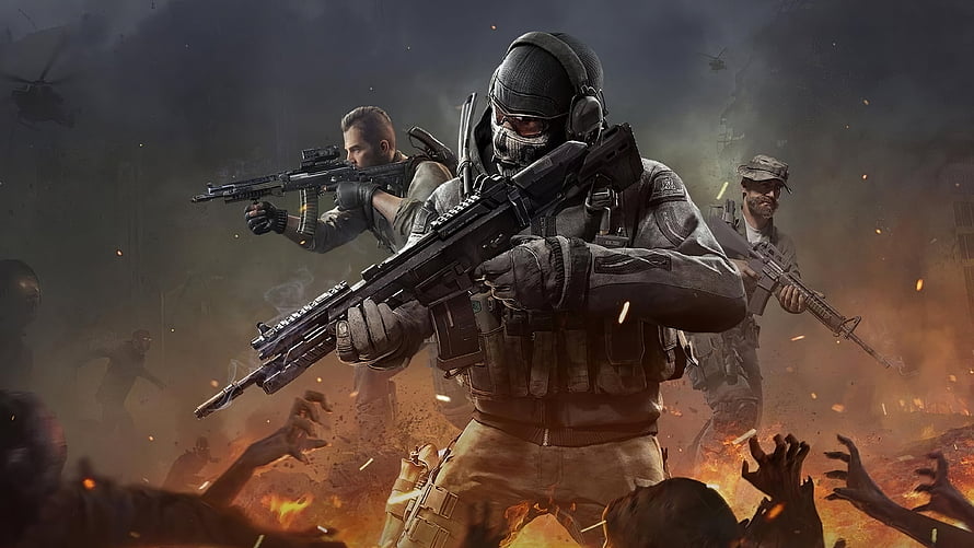 Call of Duty Ghosts Tactical Squad Artwork with Assault Rifles and Combat Fire HD wallpaper