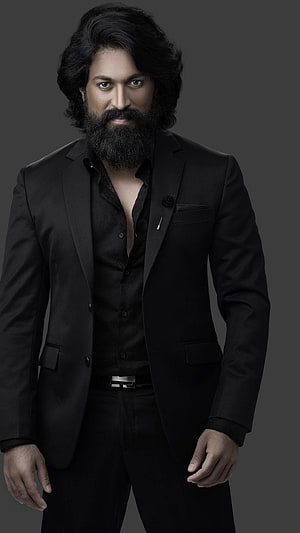 Yash in KGF Chapter 2 Rocky Bhai Black Suit Portrait HD phone wallpaper