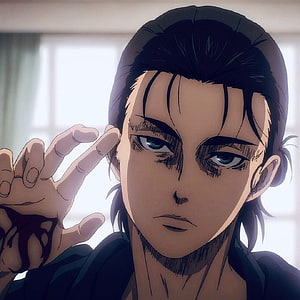 Eren Yeager Anime Portrait With Intense Blue Eyes And Dark Hair HD phone wallpaper
