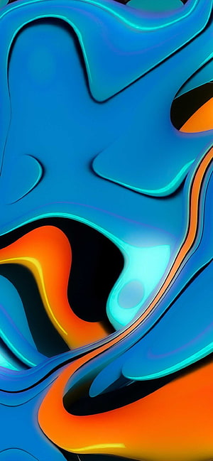 Vibrant Liquid Abstract Wallpaper with Flowing Blue and Orange Waves HD phone wallpaper