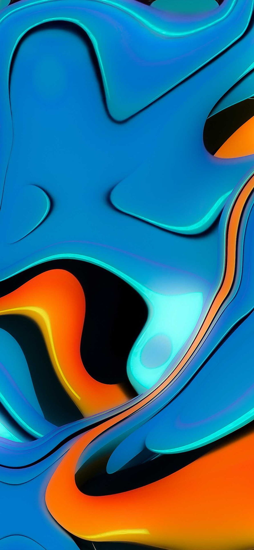 Vibrant Liquid Abstract Wallpaper with Flowing Blue and Orange Waves HD phone wallpaper