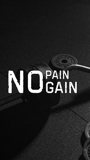 Black and White Gym Motivational Quote with Dumbbell and Barbell on Rubber Floor HD phone wallpaper