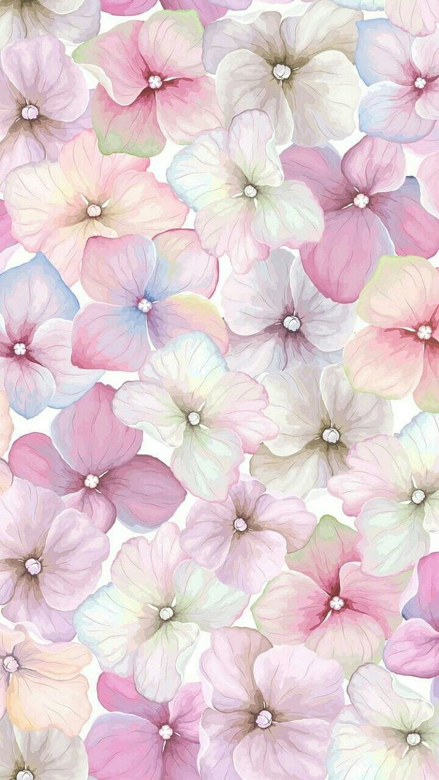 Pastel Watercolor Floral Pattern with Soft Pink and Lavender Blooms HD phone wallpaper