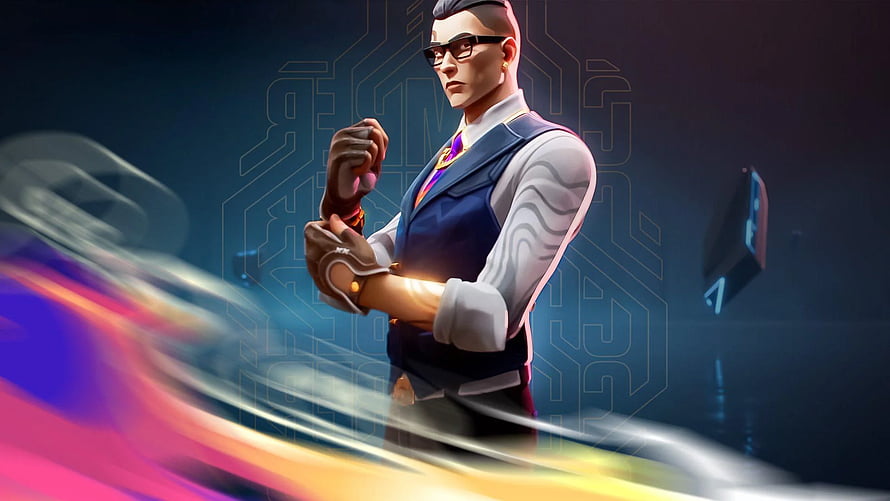 Valorant Chamber Agent in Stylish Suit with Neon Light Trails and Futuristic Background HD wallpaper