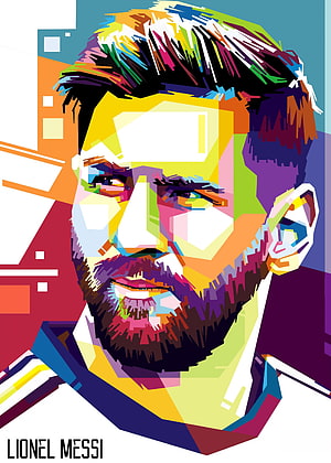 Vibrant Geometric Portrait of Lionel Messi in Bold Abstract Colors HD phone wallpaper
