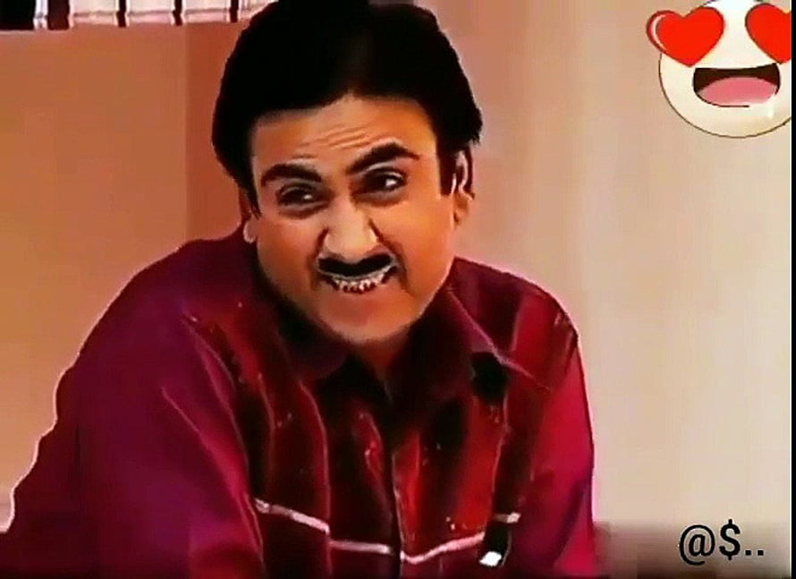 Jethalal Champaklal Gada in a Red Shirt with a Playful Expression HD wallpaper