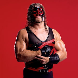 Kane WWE Pro Wrestling Portrait in Red and Black Demon Mask HD phone wallpaper