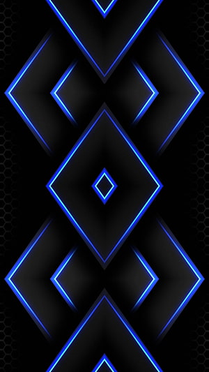 Electric Blue Geometric Diamond Pattern with Neon Glow on Black Background HD phone wallpaper