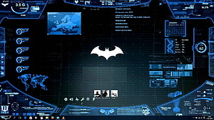 Batcomputer Interface with Bruce Wayne Profile and Gotham City Data Display HD wallpaper