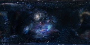 Deep Space Panorama Featuring a Bright Spiral Galaxy and Colorful Nebulae HD wallpaper