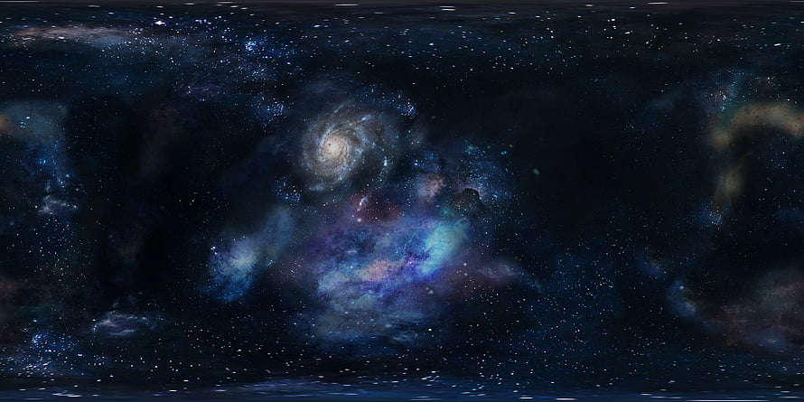 Deep Space Panorama Featuring a Bright Spiral Galaxy and Colorful Nebulae HD wallpaper