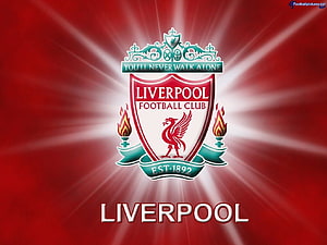 Liverpool Football Club Crest with You'll Never Walk Alone Motto on Red Background HD wallpaper