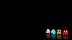 Pac-Man Ghosts Pixel Art on Black Background, Gaming, Black Gaming HD wallpaper