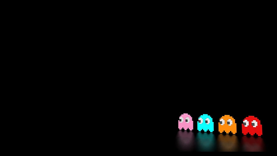Pac-Man Ghosts Pixel Art on Black Background HD wallpaper