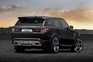 Black Range Rover Sport SUV Rear Three-Quarter View at Sunset HD wallpaper