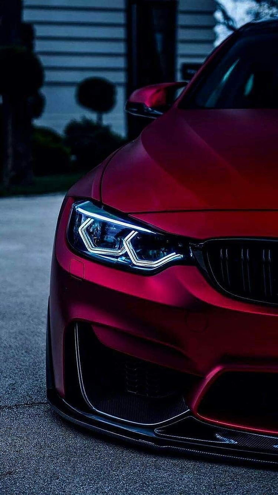 Matte Red BMW M4 F82 Front Fascia with Carbon Fiber Splitter and LED Headlights HD phone wallpaper