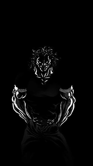Yujiro Hanma from Baki in Dramatic Black and White High Contrast Illustration HD phone wallpaper