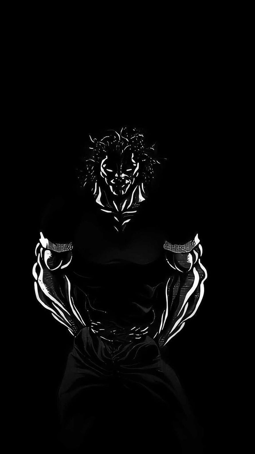 Yujiro Hanma from Baki in Dramatic Black and White High Contrast Illustration HD phone wallpaper