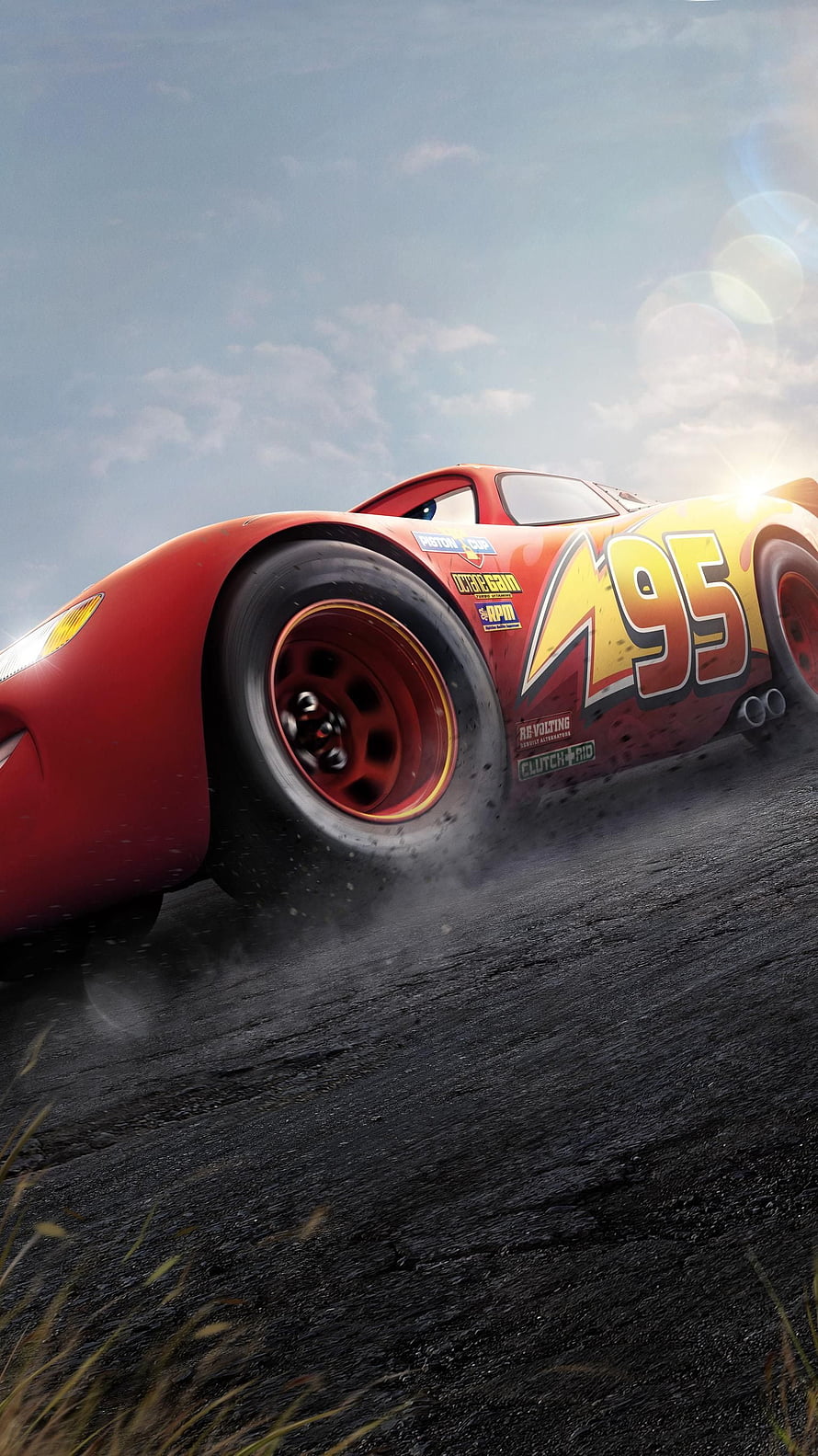 Lightning McQueen Racing on the Track in Cars 3 Animated Movie Scene HD phone wallpaper