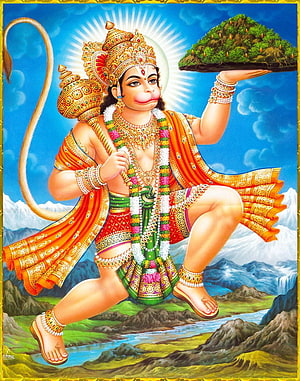 Lord Hanuman Carrying Sanjeevani Mountain in Traditional Indian Art, Hanuman flying with the mountain in his hand. Hanuman jayanthi, Lord hanuman, Hanuman HD phone wallpaper