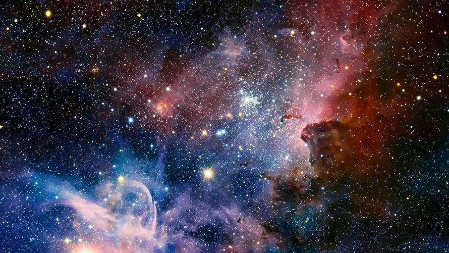Vibrant Deep Space Nebula with Star Clusters and Cosmic Dust HD wallpaper