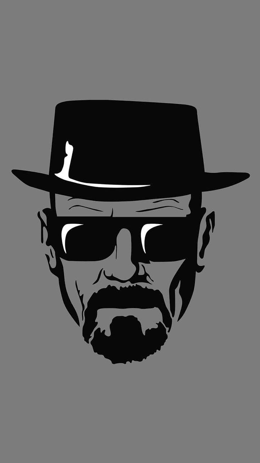 Breaking Bad Walter White Minimalist Black and Grey Vector Portrait Illustration HD phone wallpaper
